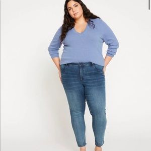 Universal Standard Seine High Rise Skinny Jeans, Size 18, Distressed Blue